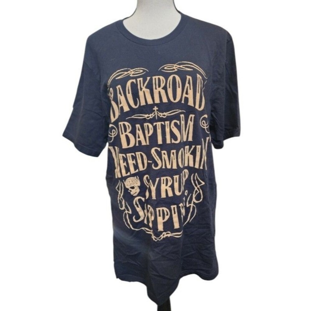 Jelly Roll Band Tee 2 Sides Black XL 'Backroad Baptism Weed-Smokin Syrup Sippin"